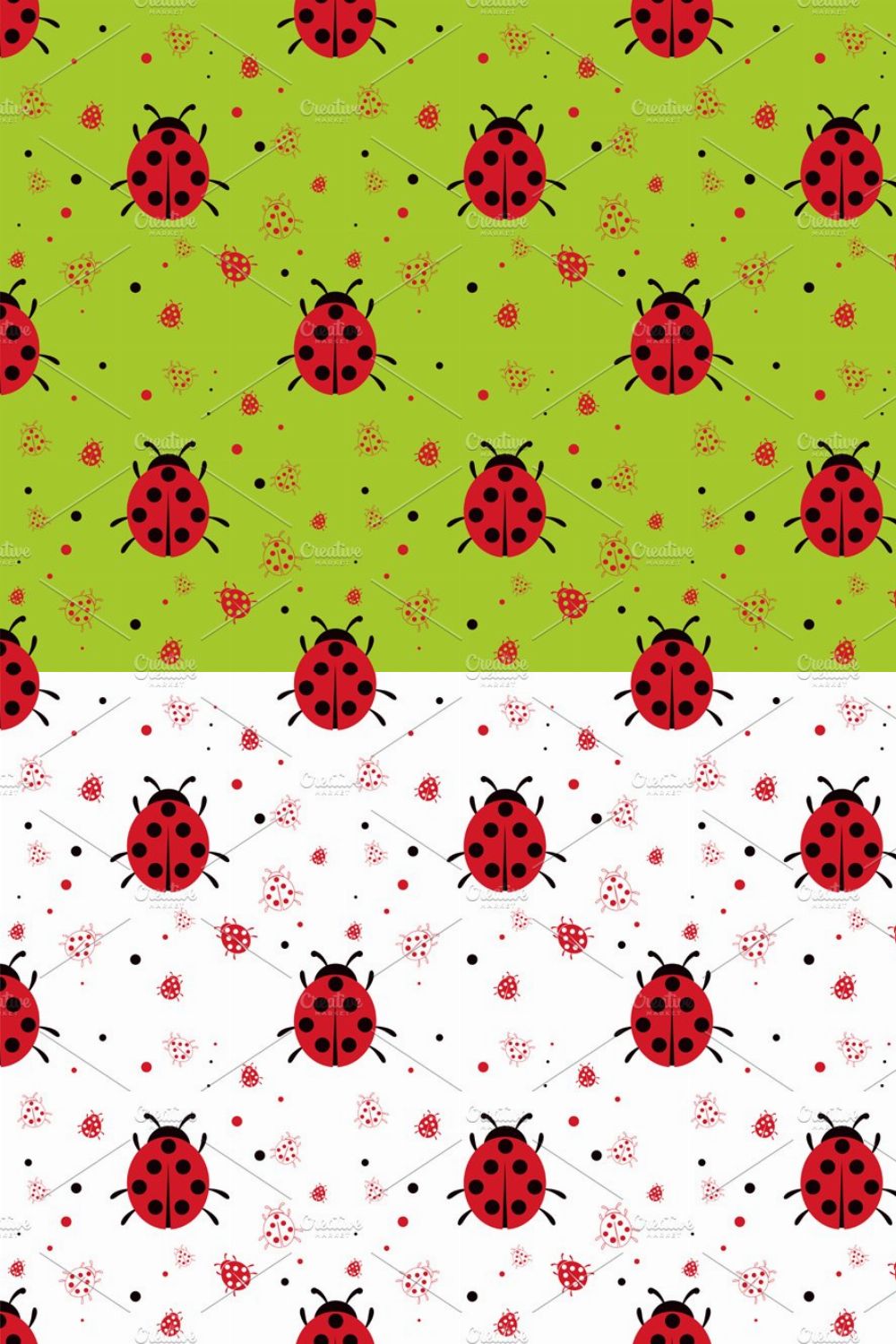 Seamless pattern with  ladybugs pinterest preview image.