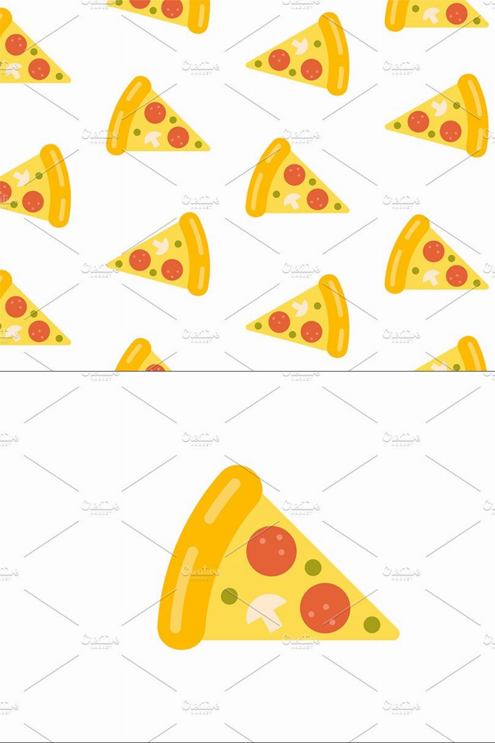 Seamless Pattern with Pizza slice pinterest preview image.
