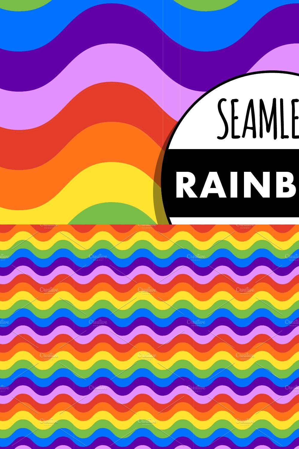 Seamless Rainbow Wave Pattern pinterest preview image.