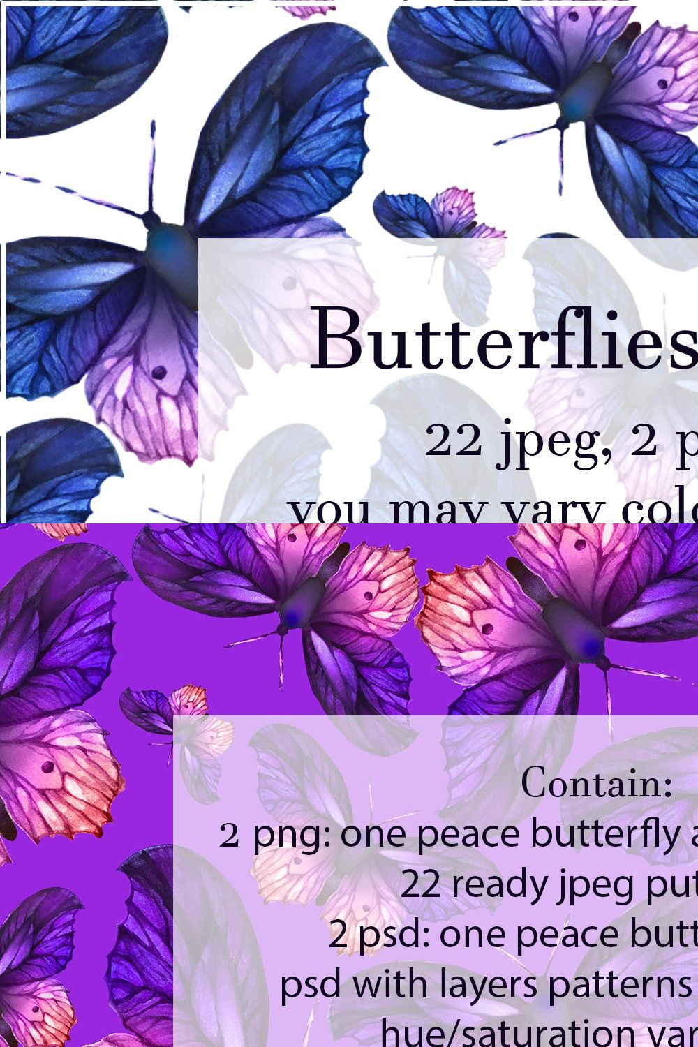Seamless summer butterflies patterns pinterest preview image.