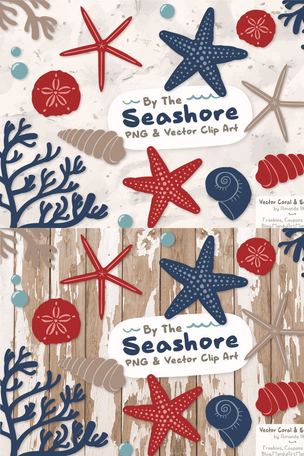 Seashells Clipart in Americana pinterest preview image.