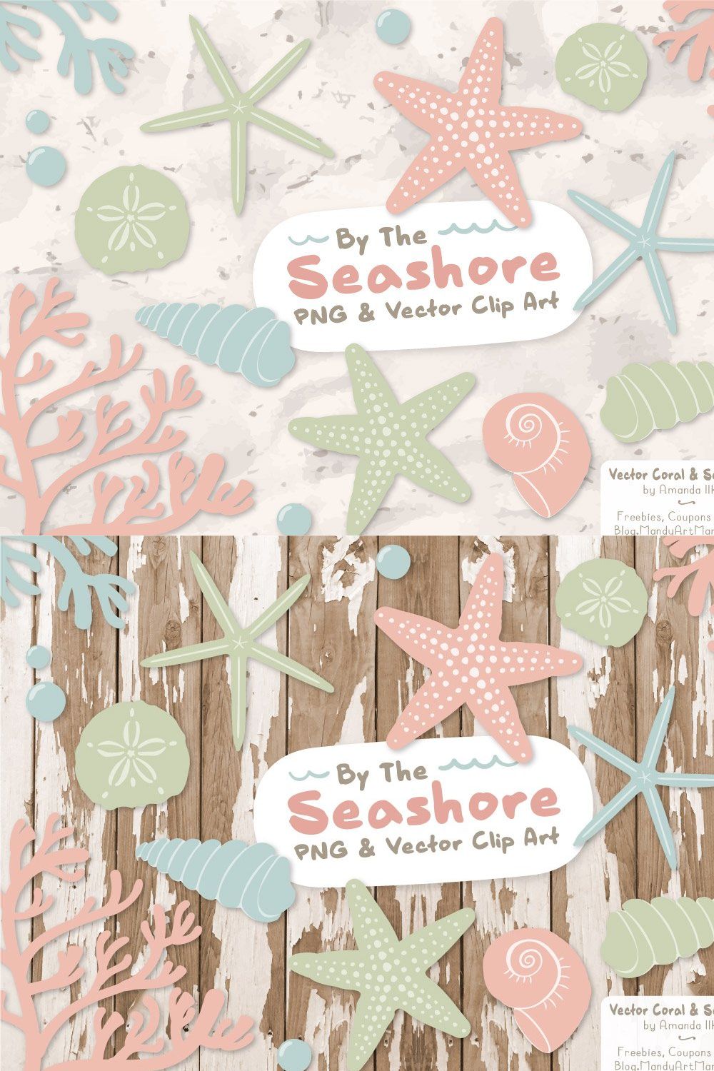 Seashells Clipart in Grandmas Garden pinterest preview image.