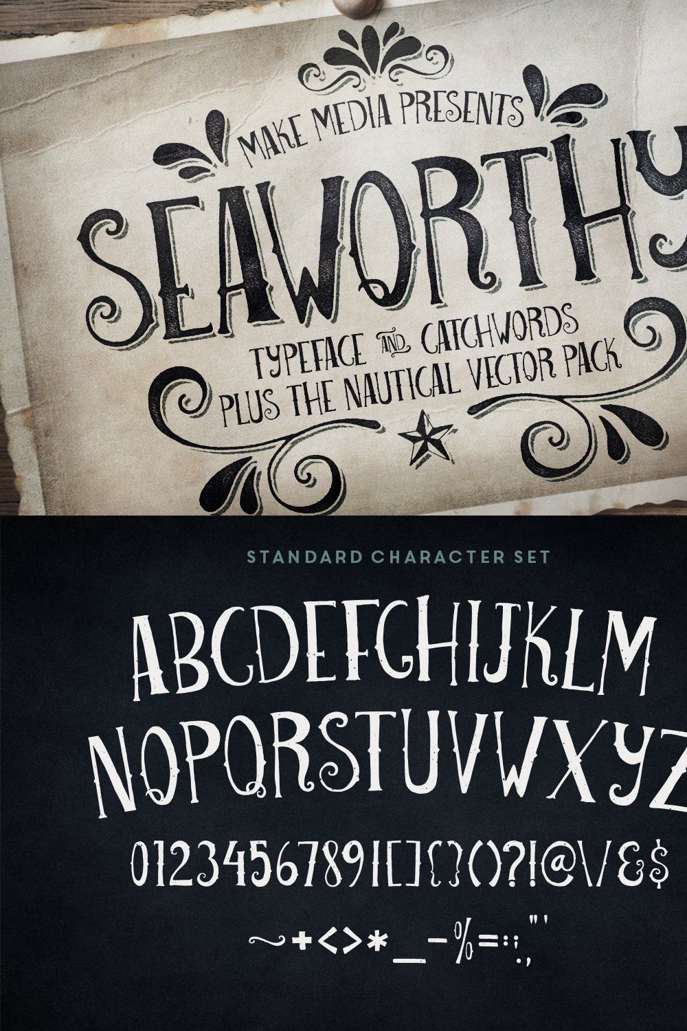 Seaworthy Typeface & Nautical Pack pinterest preview image.