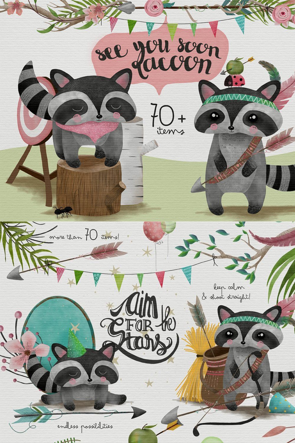 See you soon, racoon! Graphics pinterest preview image.