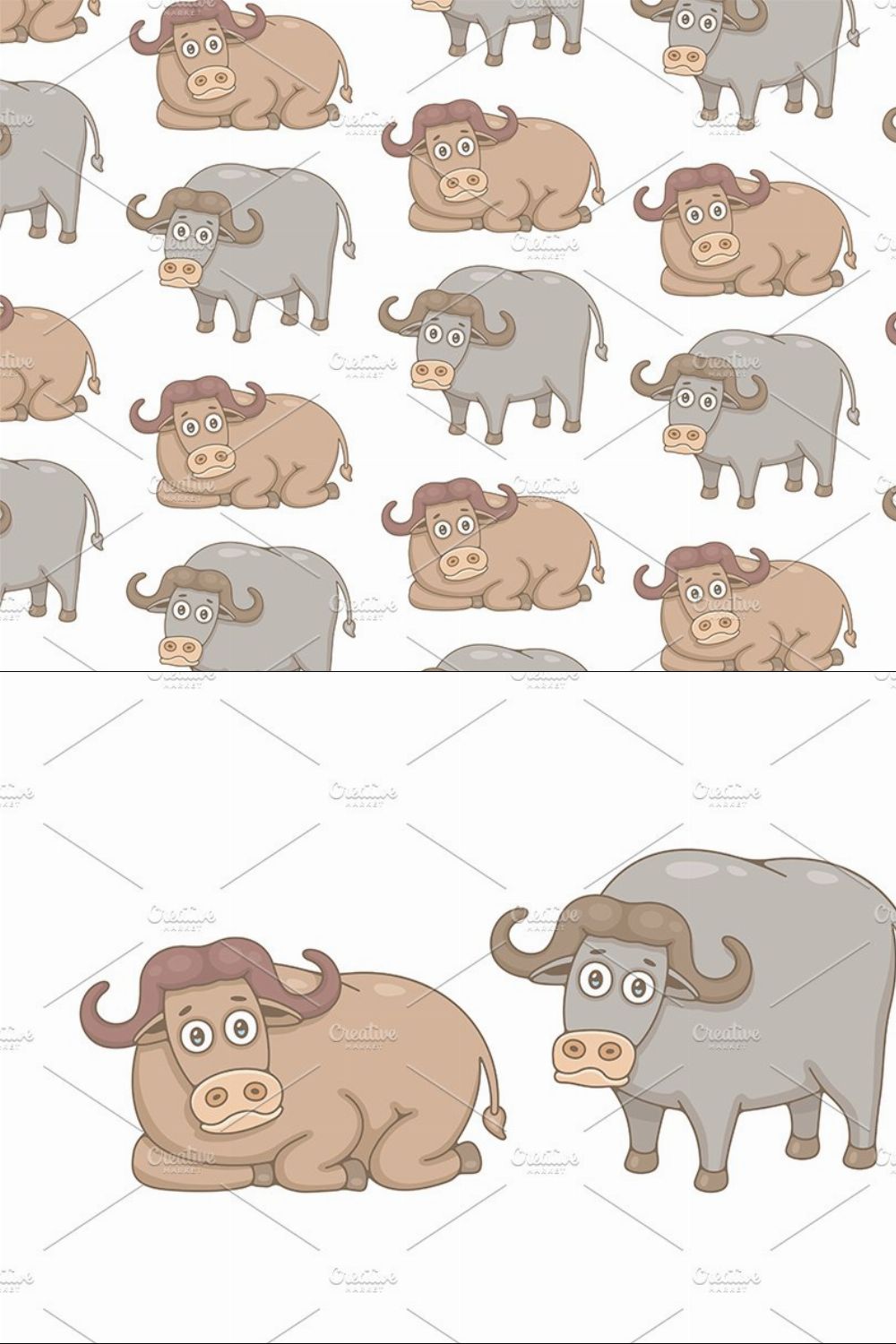 Set of Buffalos and Pattern pinterest preview image.