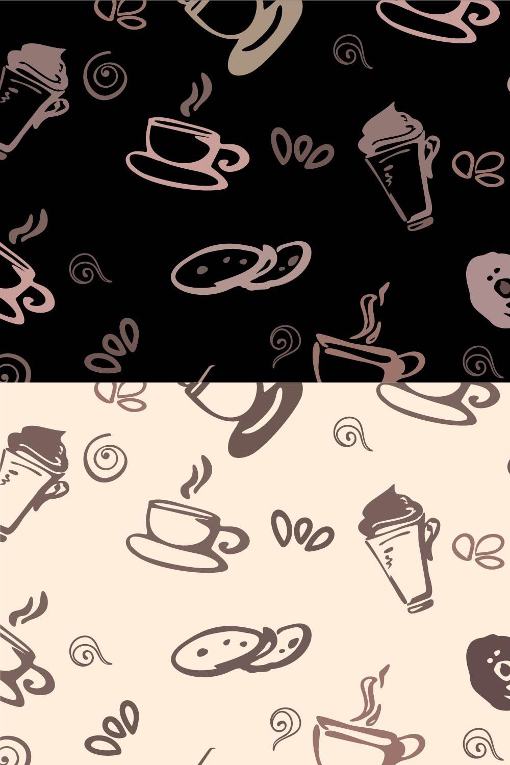Set of Coffee seamless pattern pinterest preview image.