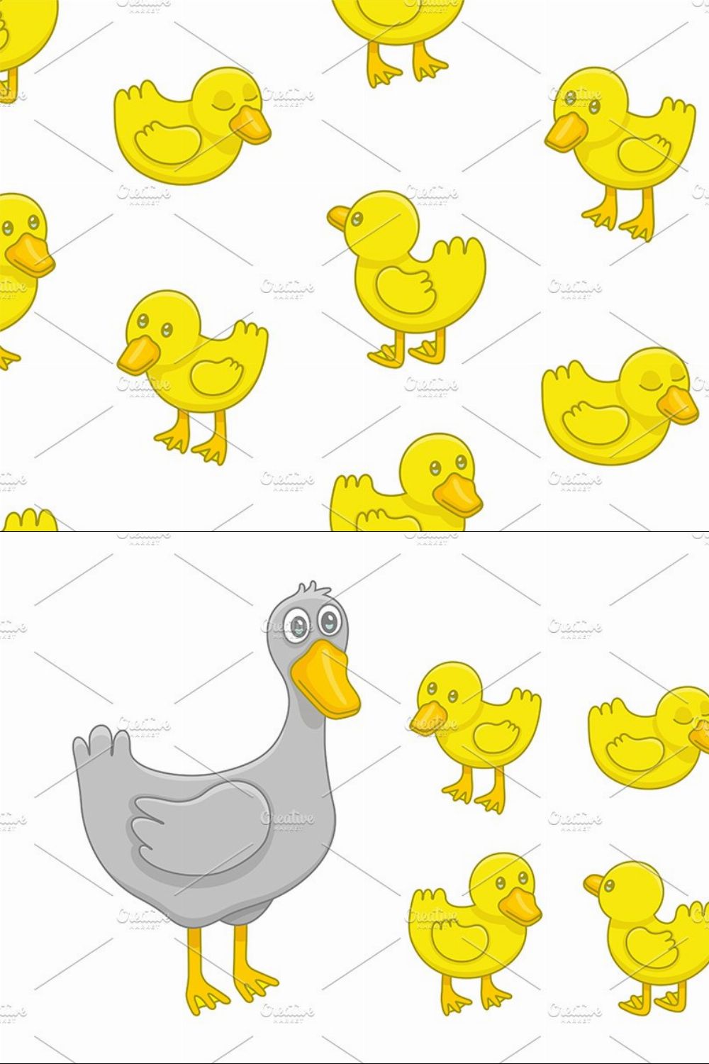Set of Ducklings + Pattern pinterest preview image.