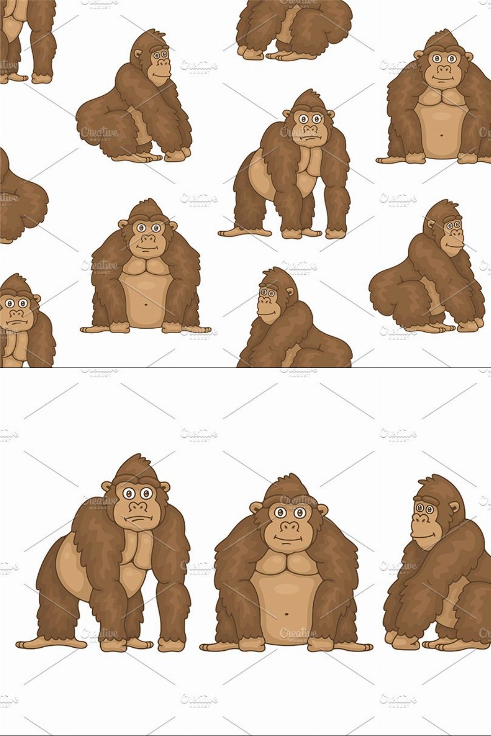 Set of Gorillas and Pattern pinterest preview image.