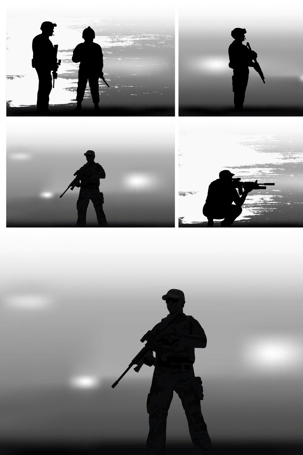 Set of images on a military theme. pinterest preview image.