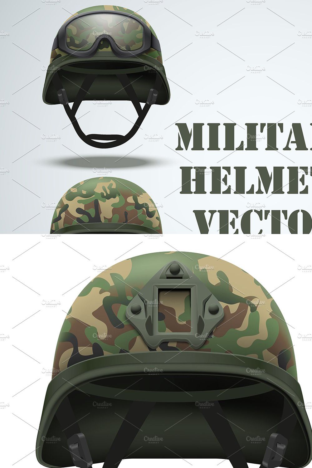 Set of Military camouflage helmets pinterest preview image.