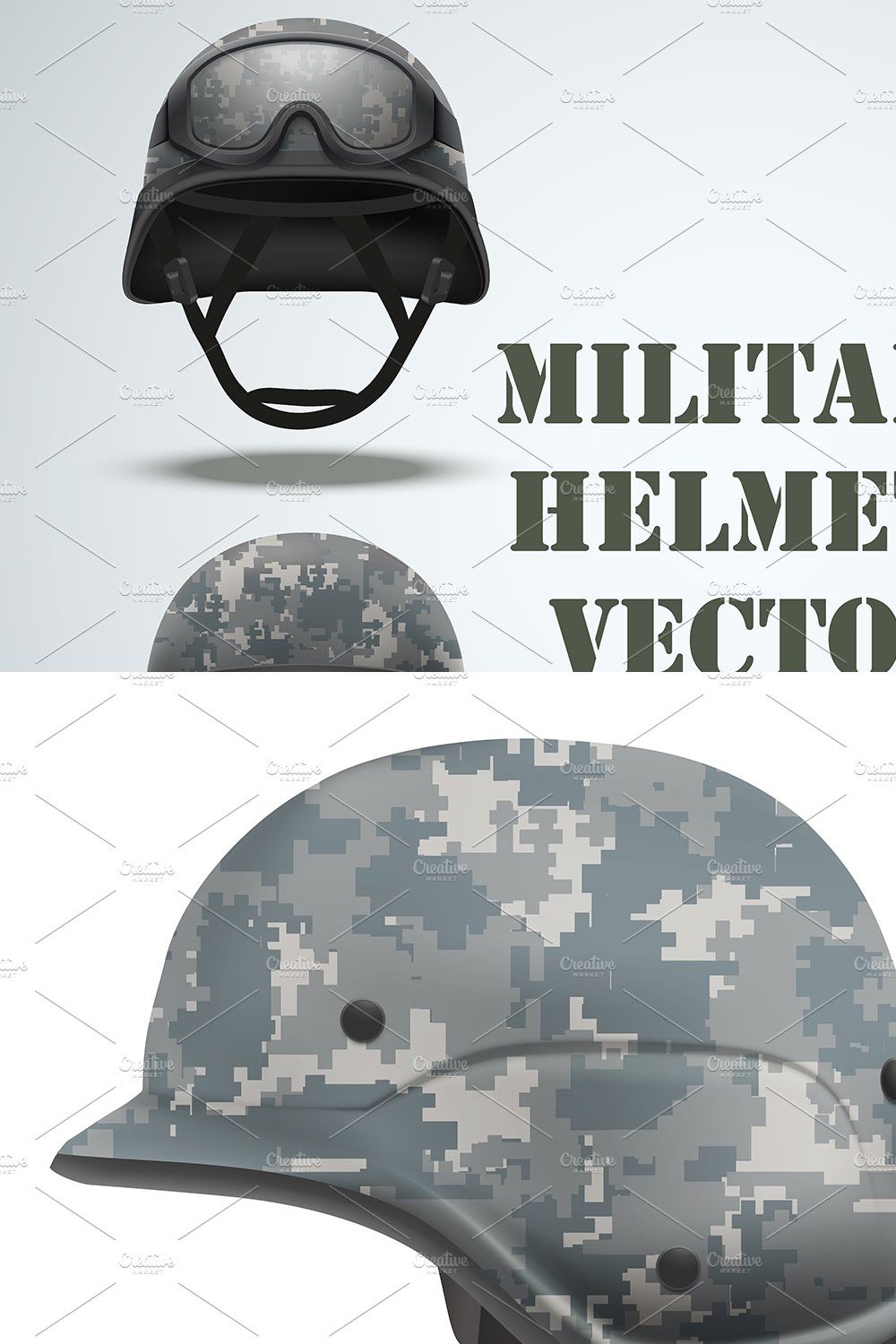 Set of Military digital camo helmets pinterest preview image.