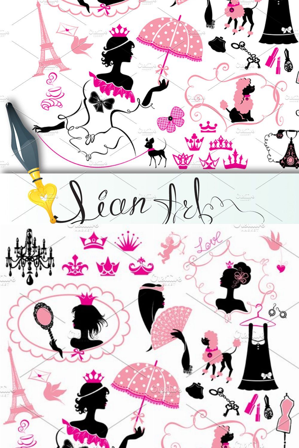 Set of princess girls silhouettes pinterest preview image.