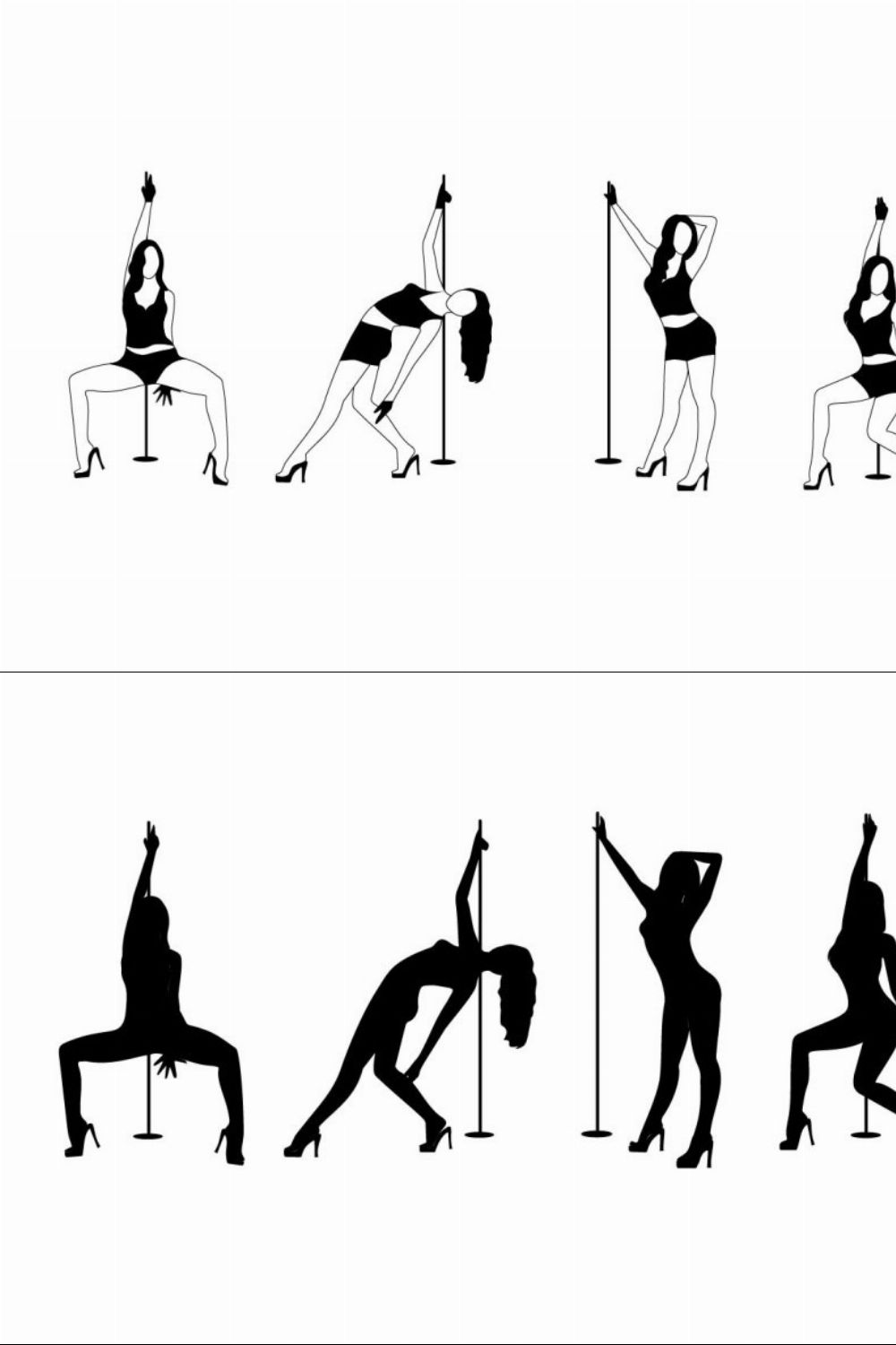Set of silhouette dancing girl strip pinterest preview image.