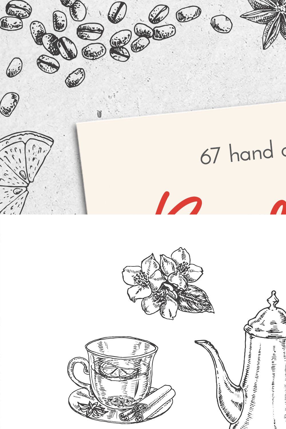 Set of sketches for the bar menu pinterest preview image.