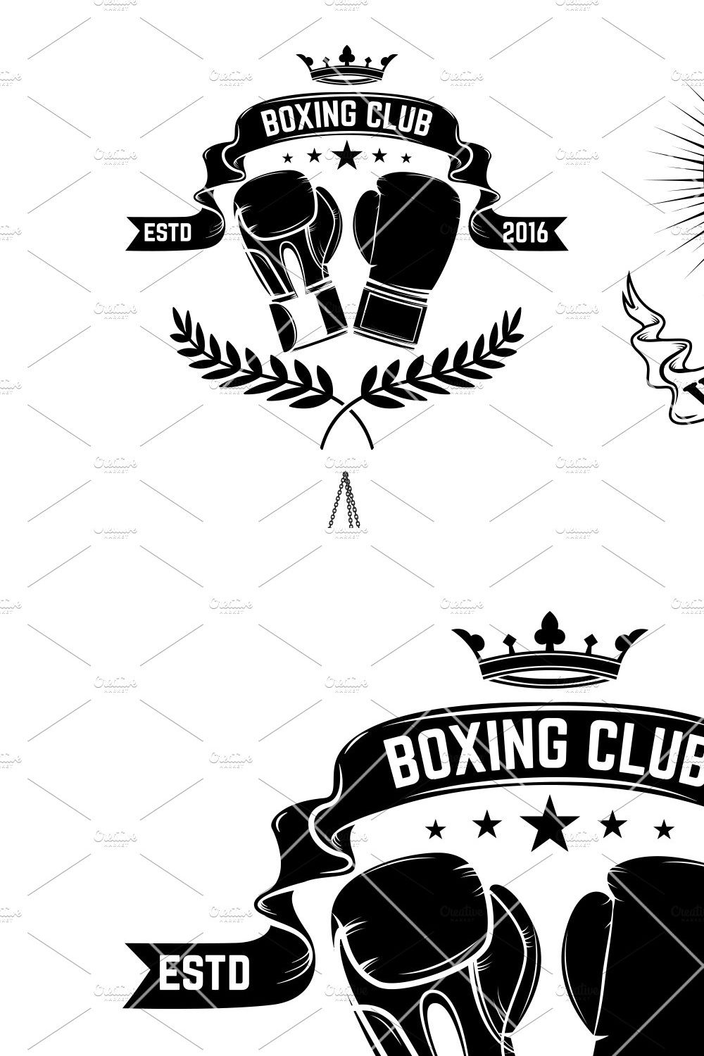 Set of the boxing club labels SVG pinterest preview image.