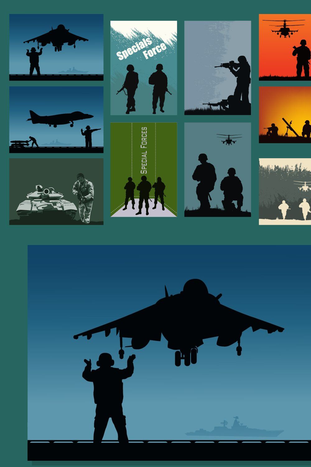 Set of vector illustrations. pinterest preview image.