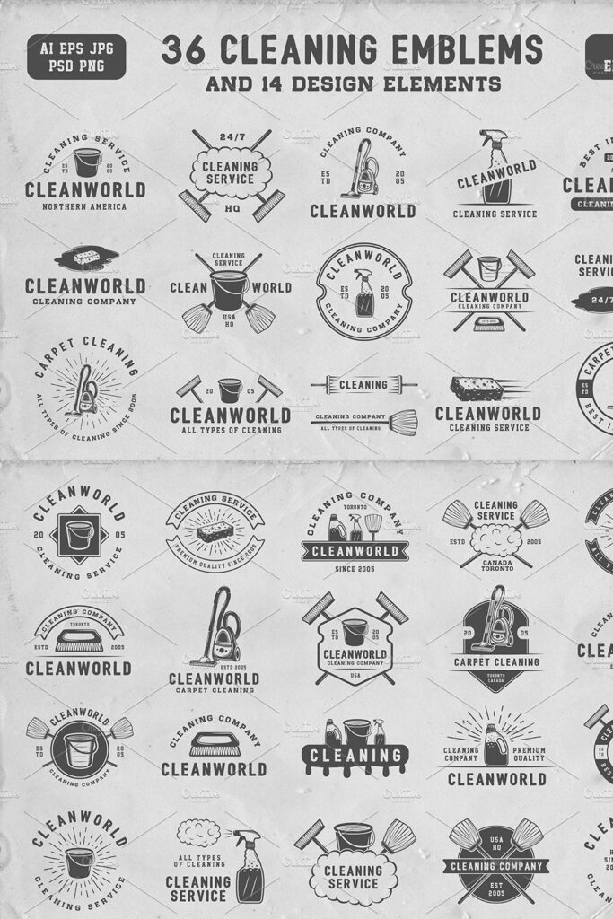 Set of Vintage Cleaning Emblems – MasterBundles