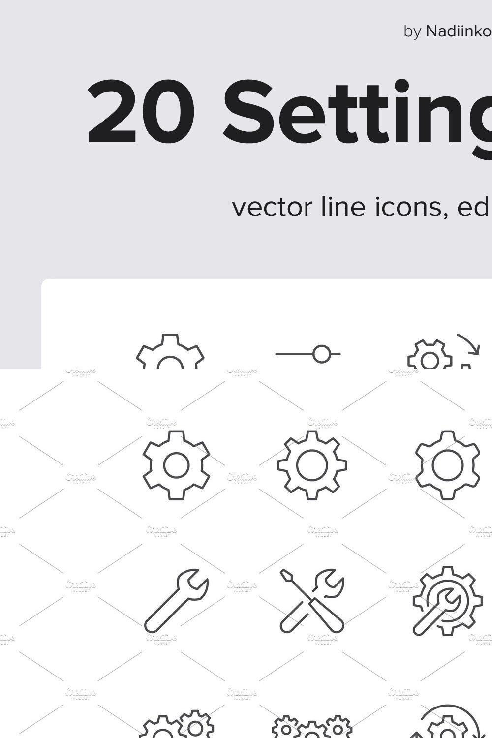 Settings Line Icons pinterest preview image.