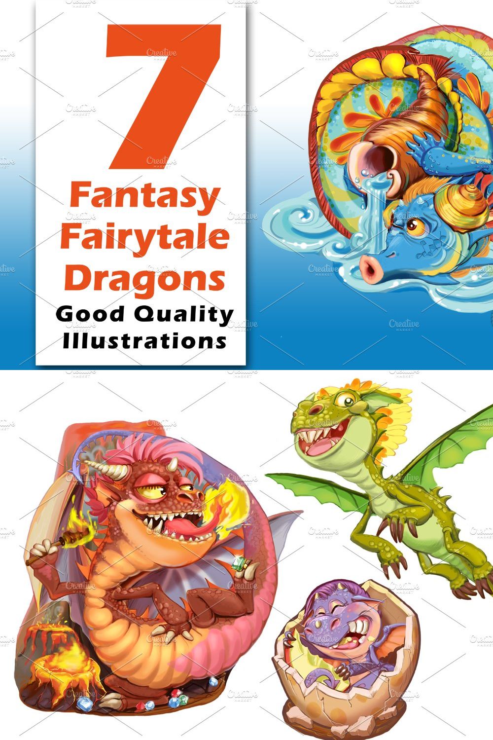 Seven fairy dragons. pinterest preview image.