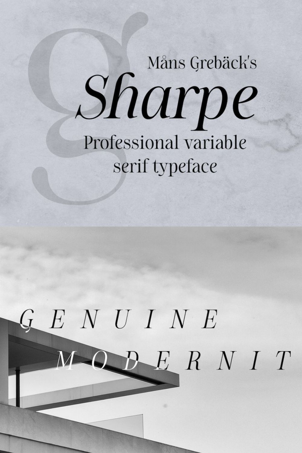 Sharpe Variable — Multistyle Font! pinterest preview image.