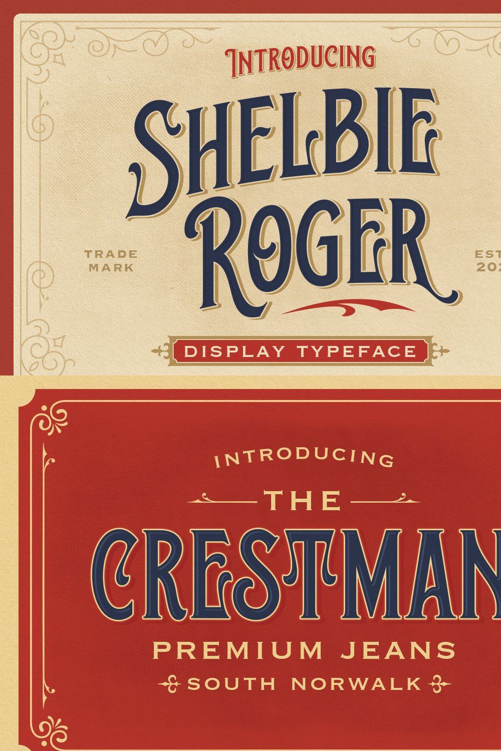 Shelbie Roger - Vintage Display Font pinterest preview image.