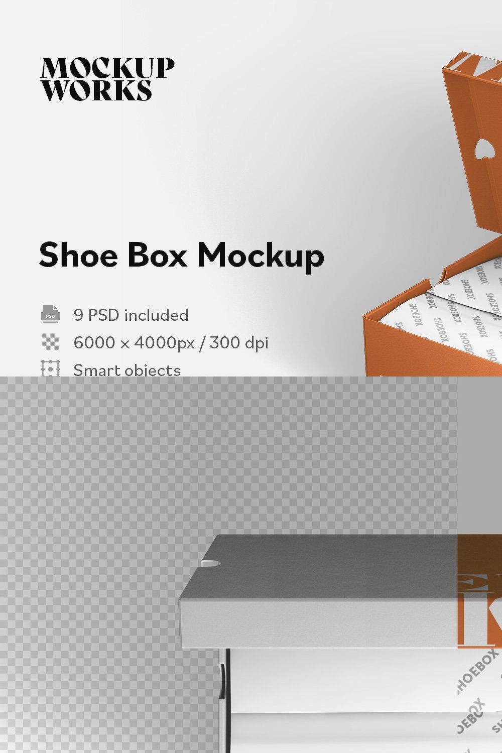 Shoe Box Mockup pinterest preview image.