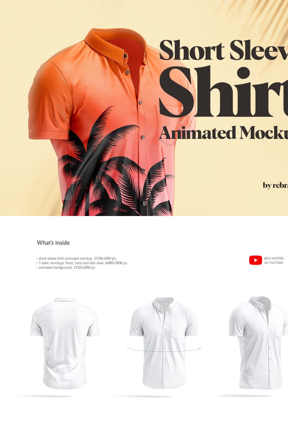 Short Sleeve Shirt Animated Mockup pinterest preview image.
