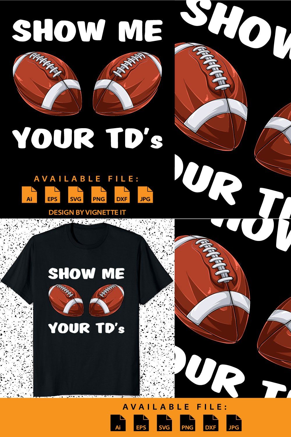 Show me your TDs up - Funny Football pinterest preview image.