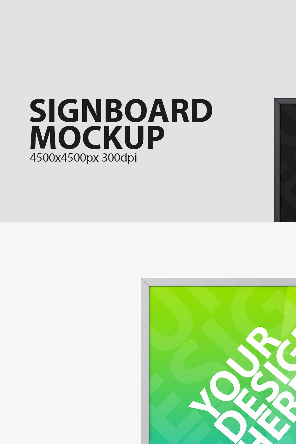 Signboard Lightbox PSD Mockup pinterest preview image.