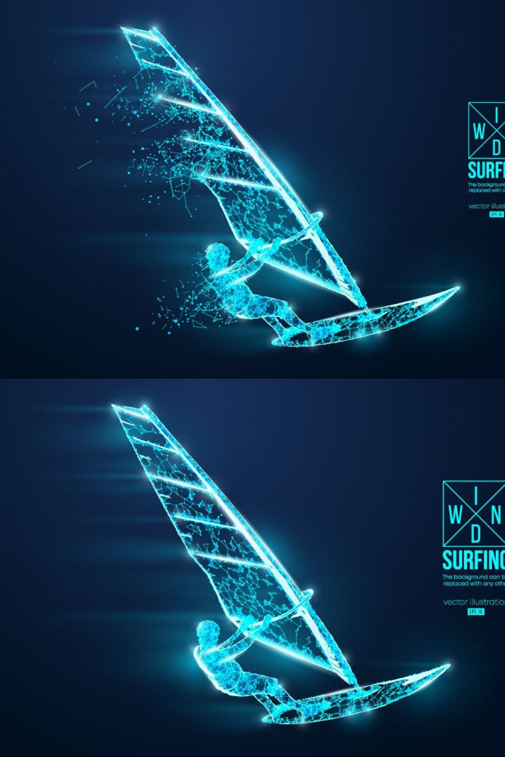 Silhouette of a windsurfer pinterest preview image.