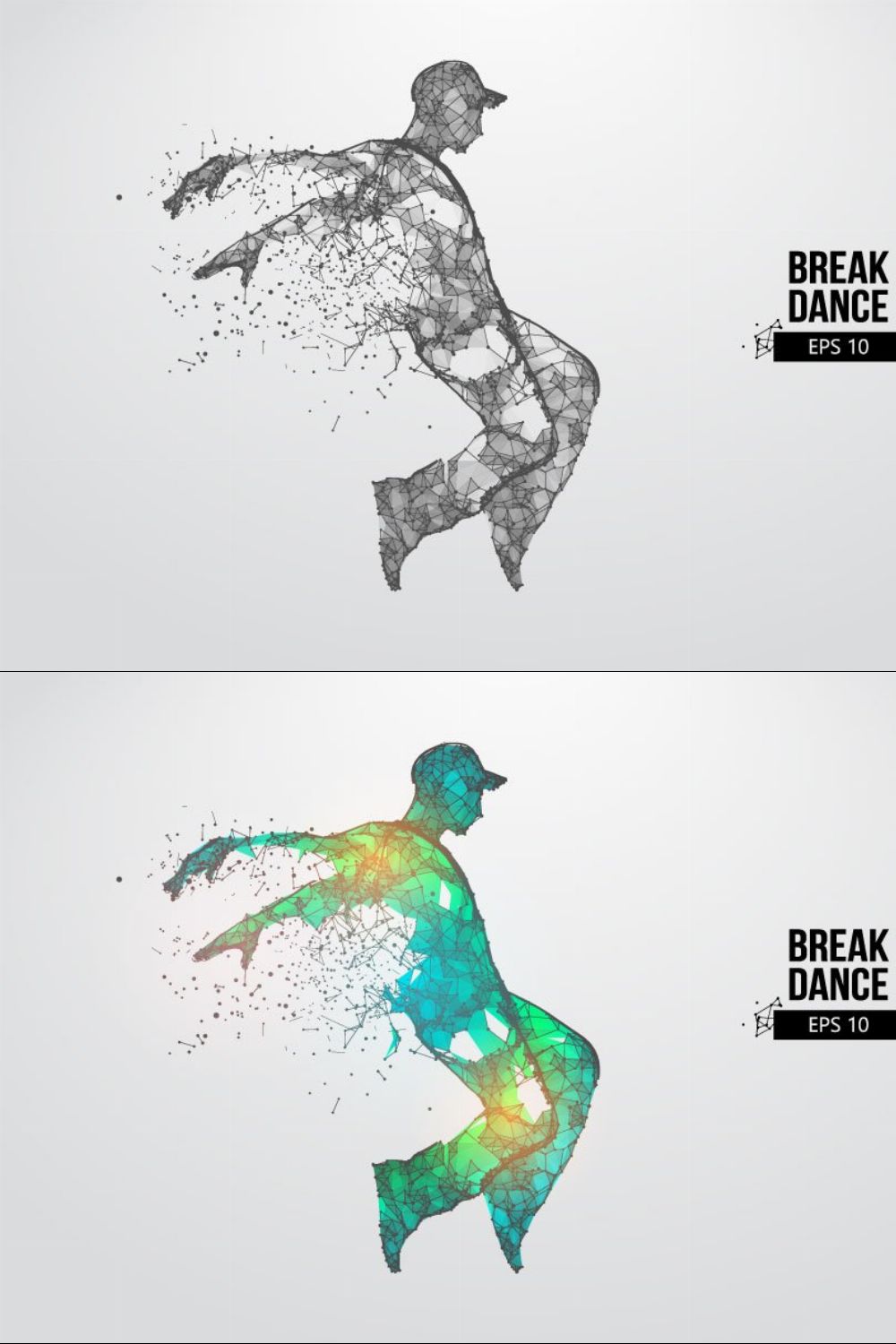 Silhouettes of a breake dancer man pinterest preview image.