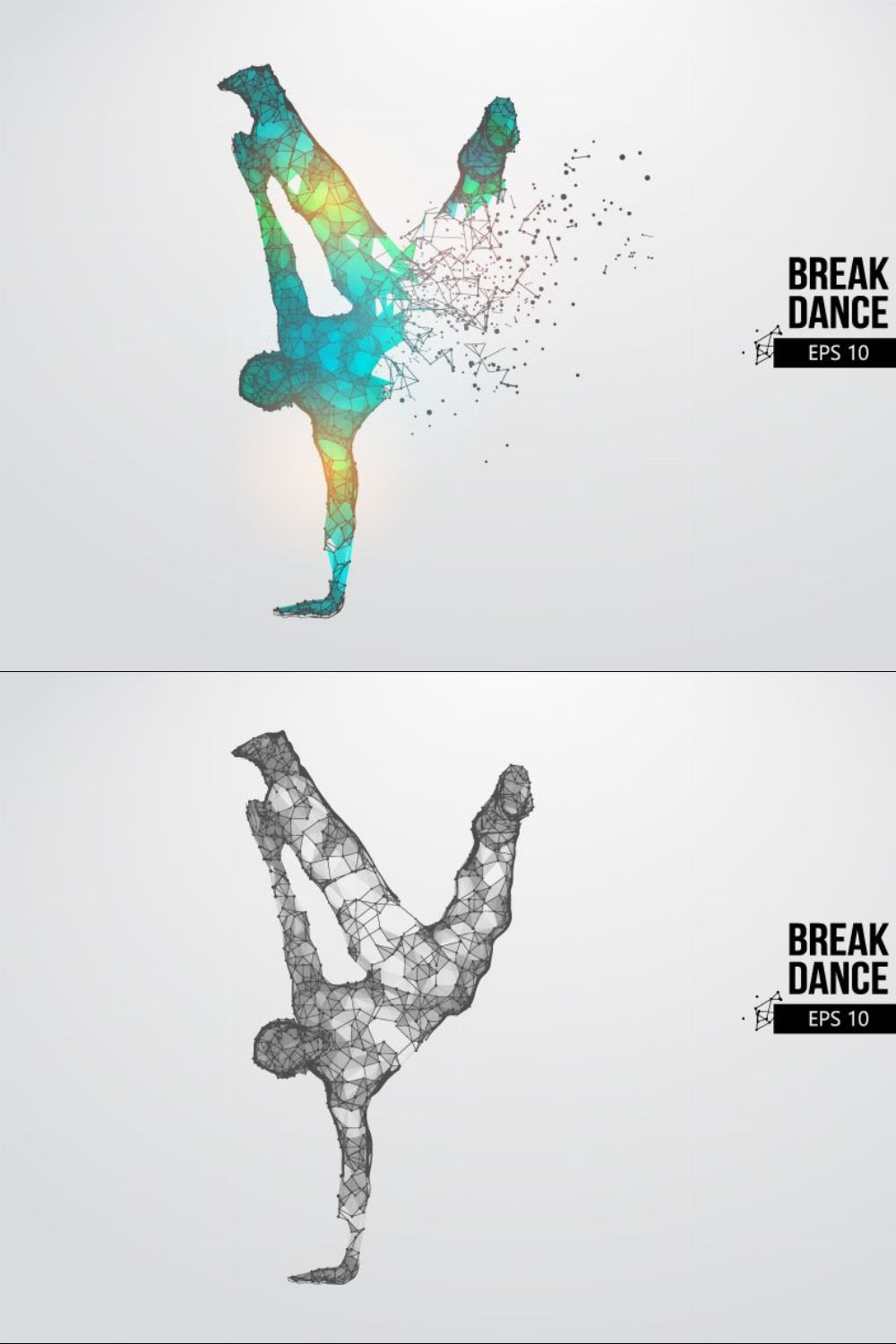 Silhouettes of a breake dancer man pinterest preview image.