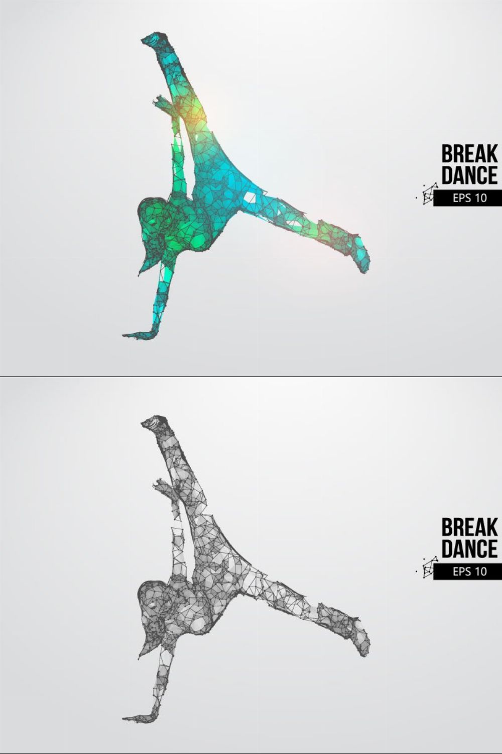 Silhouettes of a breake dancer woman pinterest preview image.