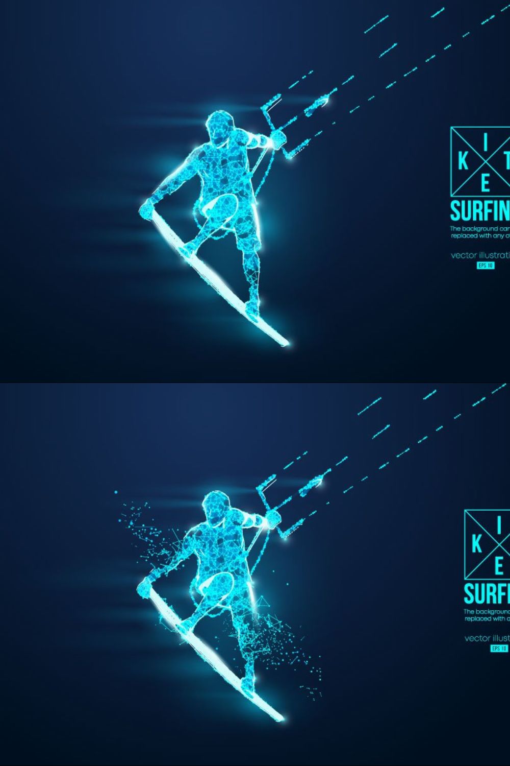 Silhouettes of a kitesurfer pinterest preview image.