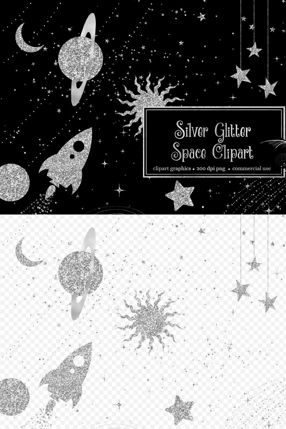 Silver Glitter Space Clipart pinterest preview image.