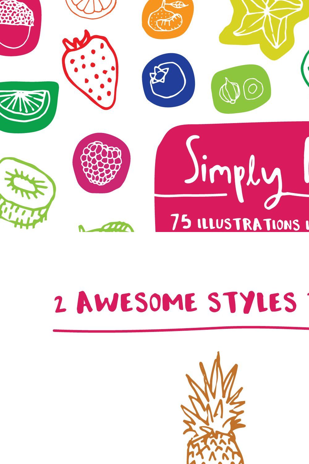Simply Fruit Illustration Pack pinterest preview image.