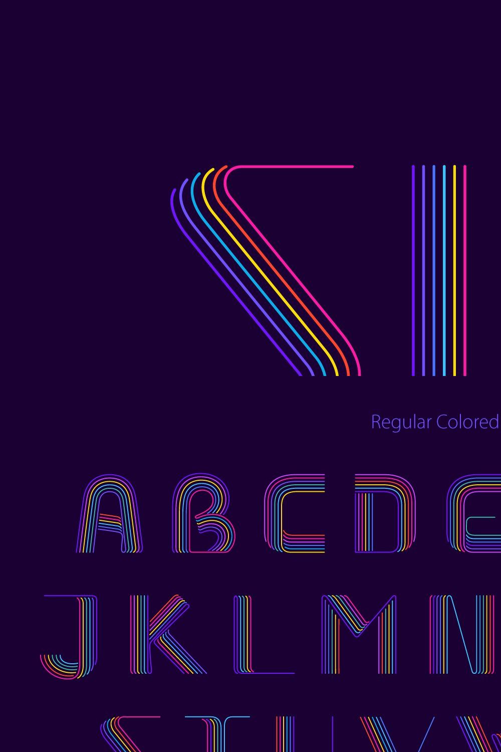 Six Thin Lines Colored font pinterest preview image.