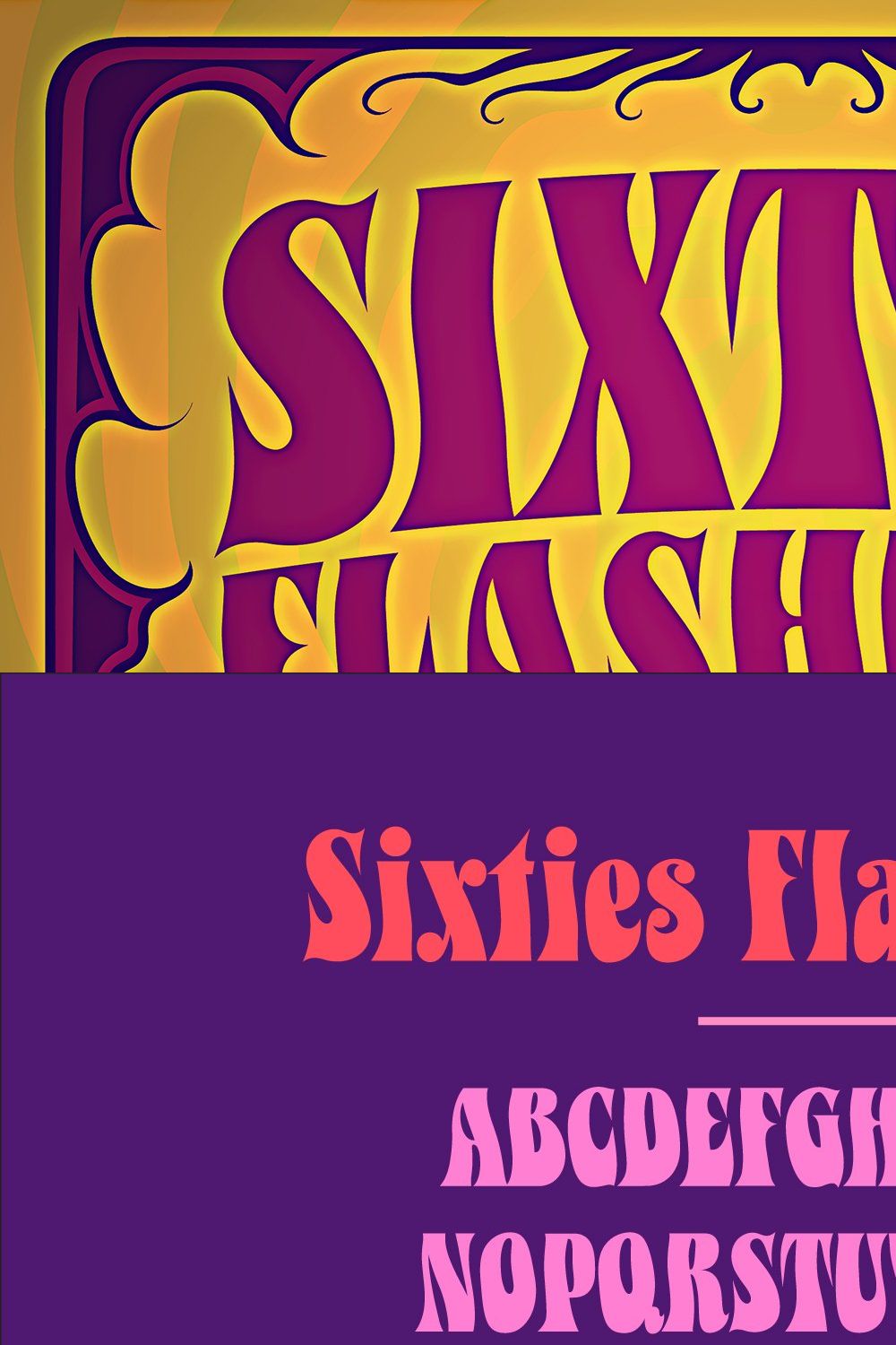 Sixties Flashback Psychedelic Font pinterest preview image.