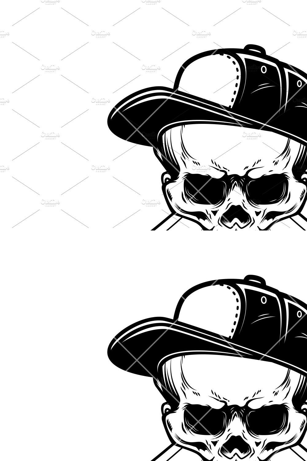Skateboarder skull with skateboards pinterest preview image.