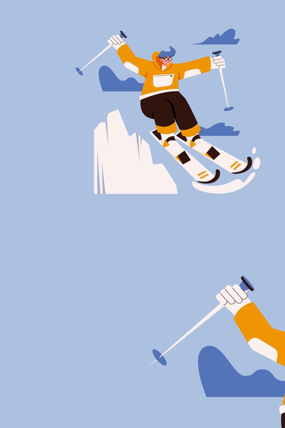 Skiing Illustration pinterest preview image.