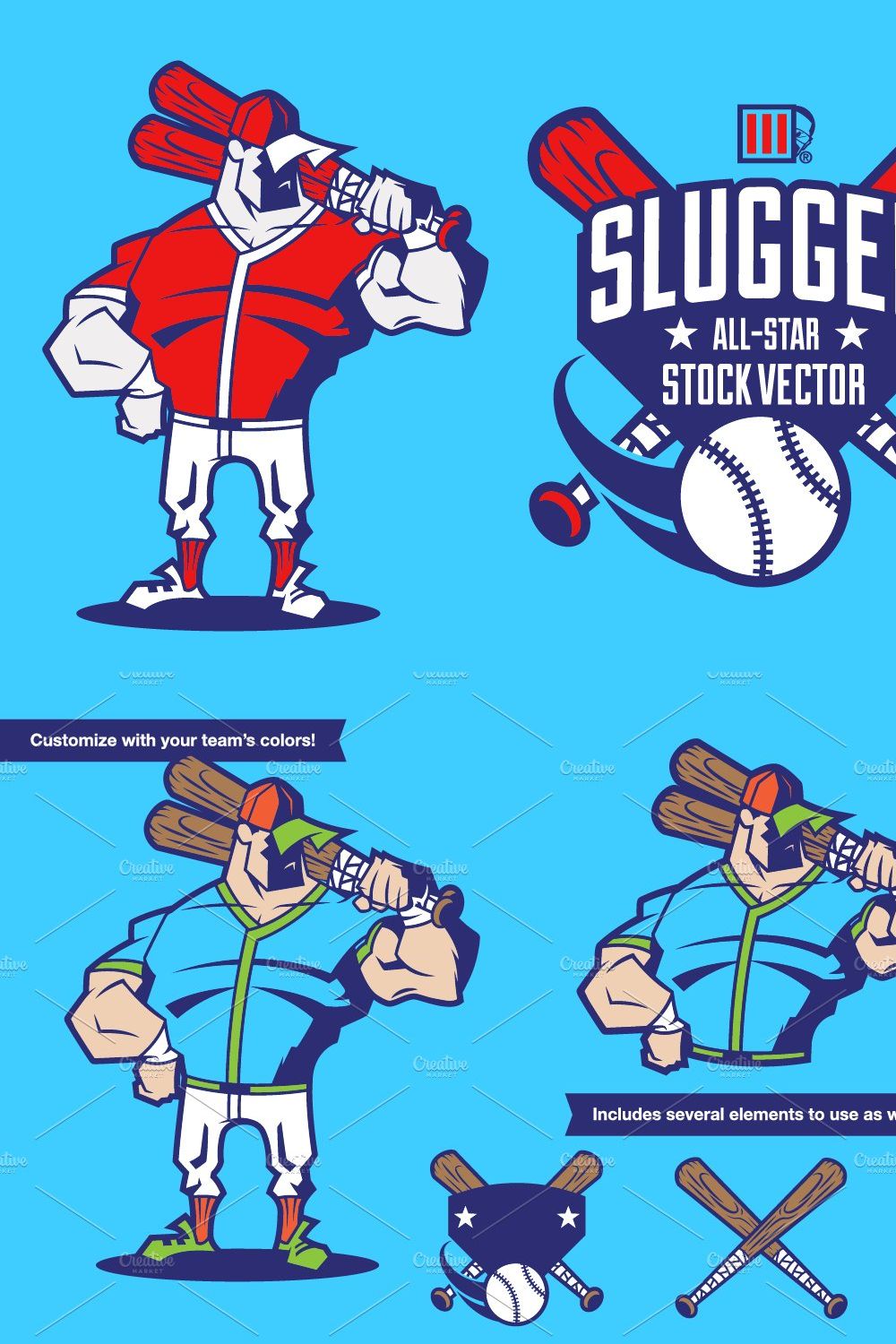 Slugger Stock Vector pinterest preview image.