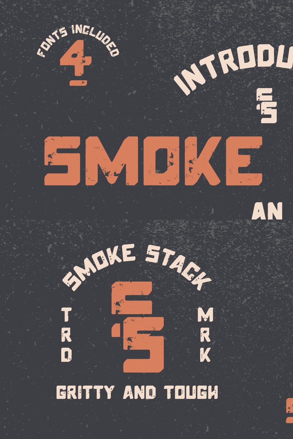 Smoke Stack Font Family (4 Fonts) pinterest preview image.