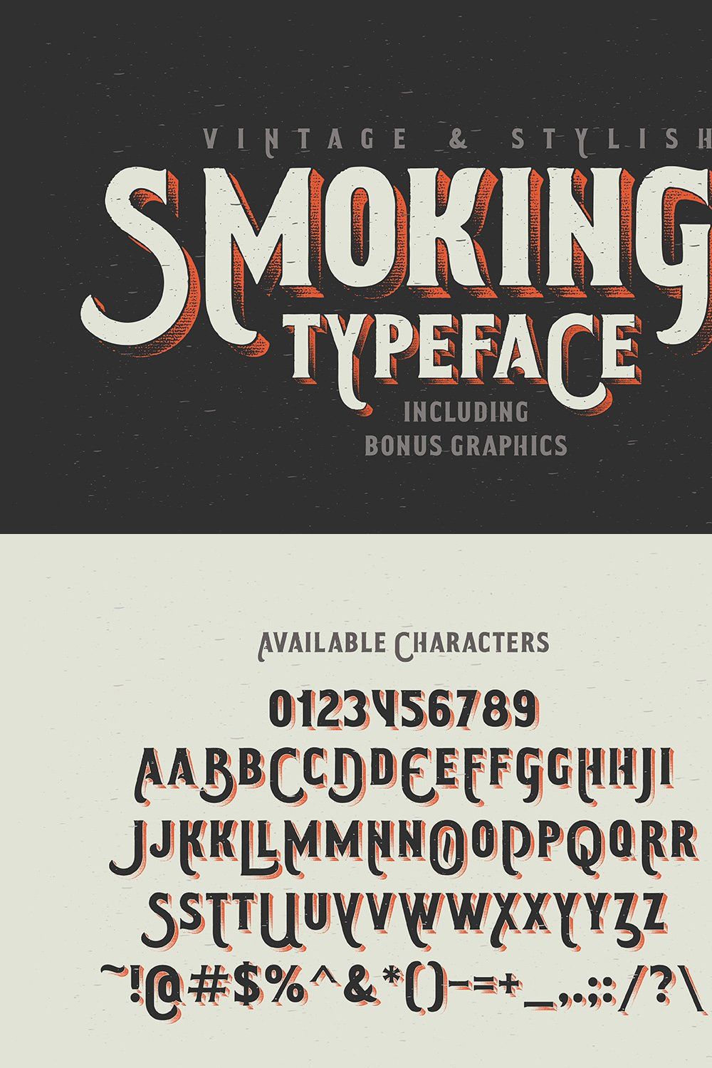 Smoking typeface + Illustration pinterest preview image.