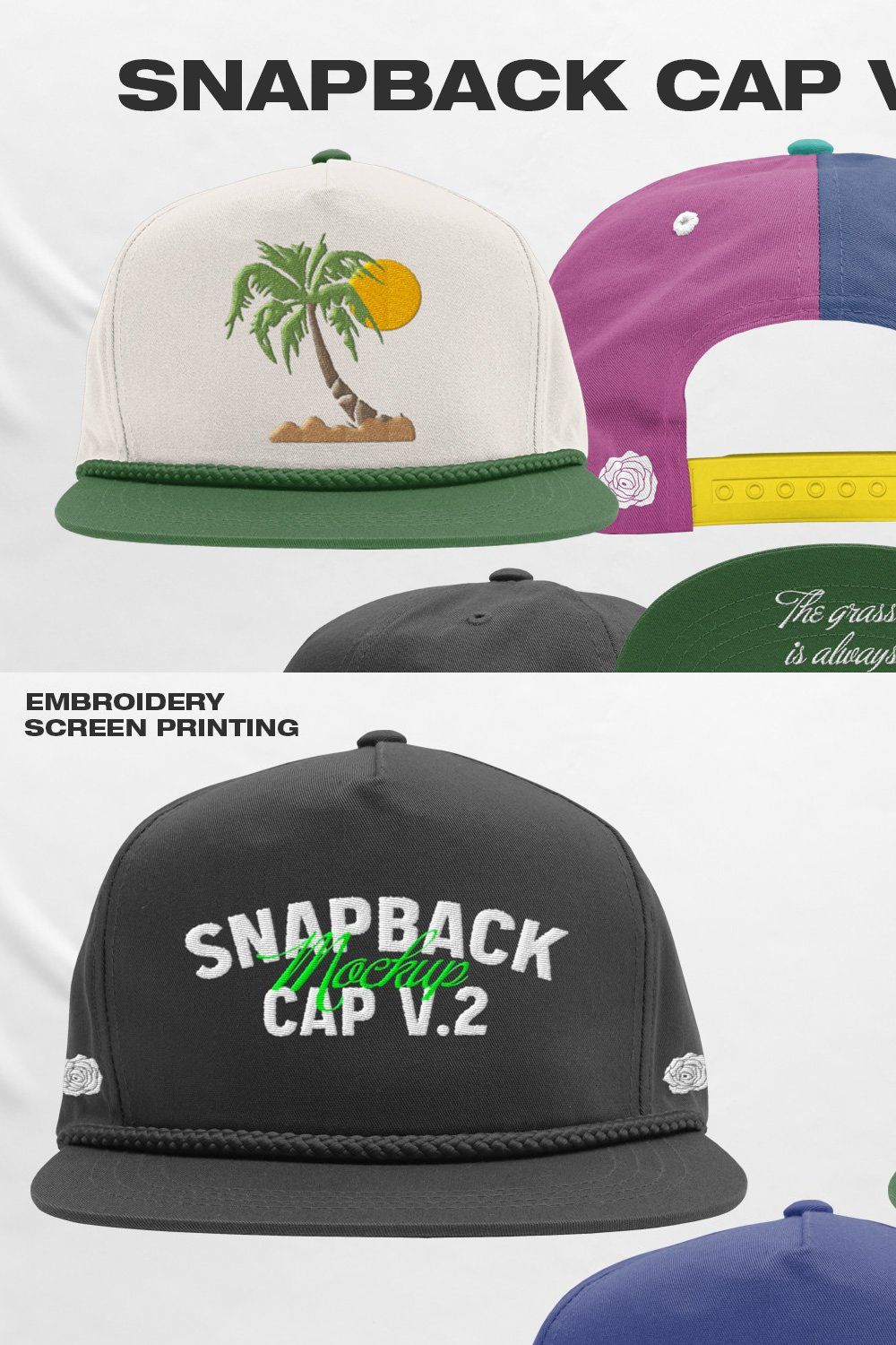 Snapback Cap V.2 - Mockup pinterest preview image.