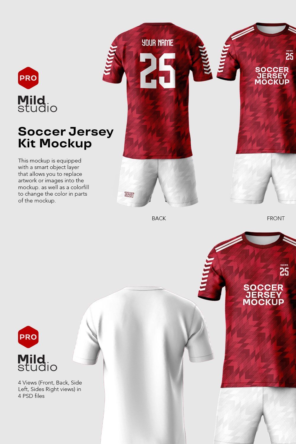 Soccer Jersey kit Mockup pinterest preview image.