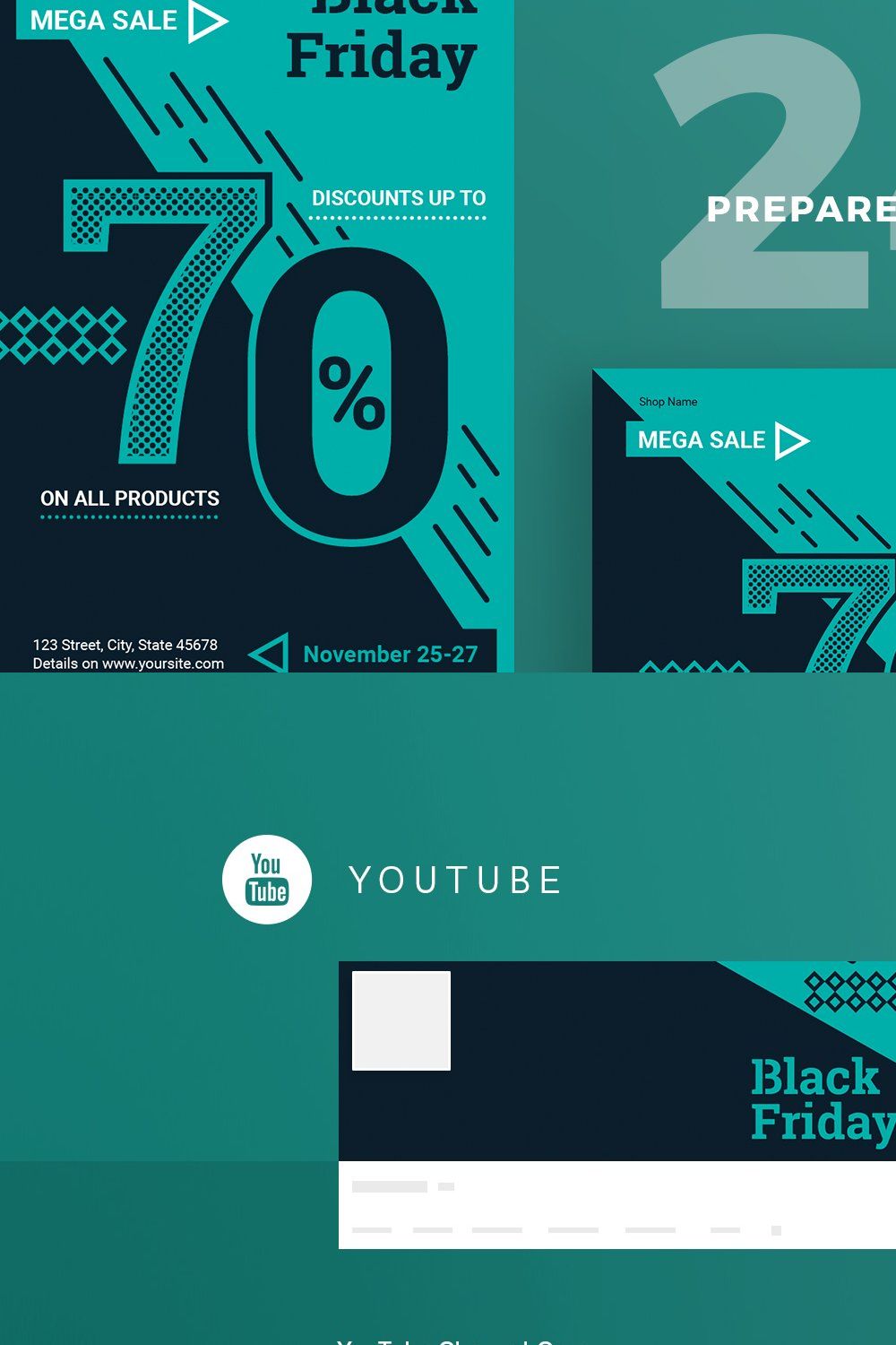 Social Media Pack | Black Friday pinterest preview image.