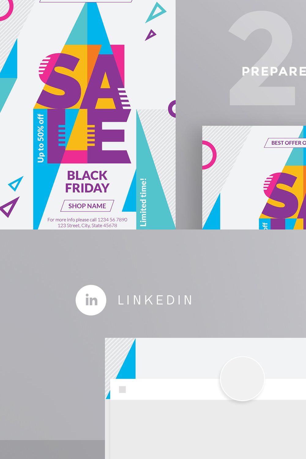 Social Media Pack | Black Friday pinterest preview image.