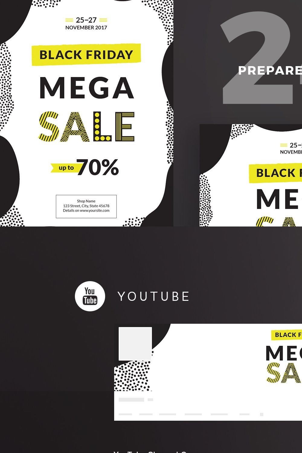 Social Media Pack | Black Friday pinterest preview image.