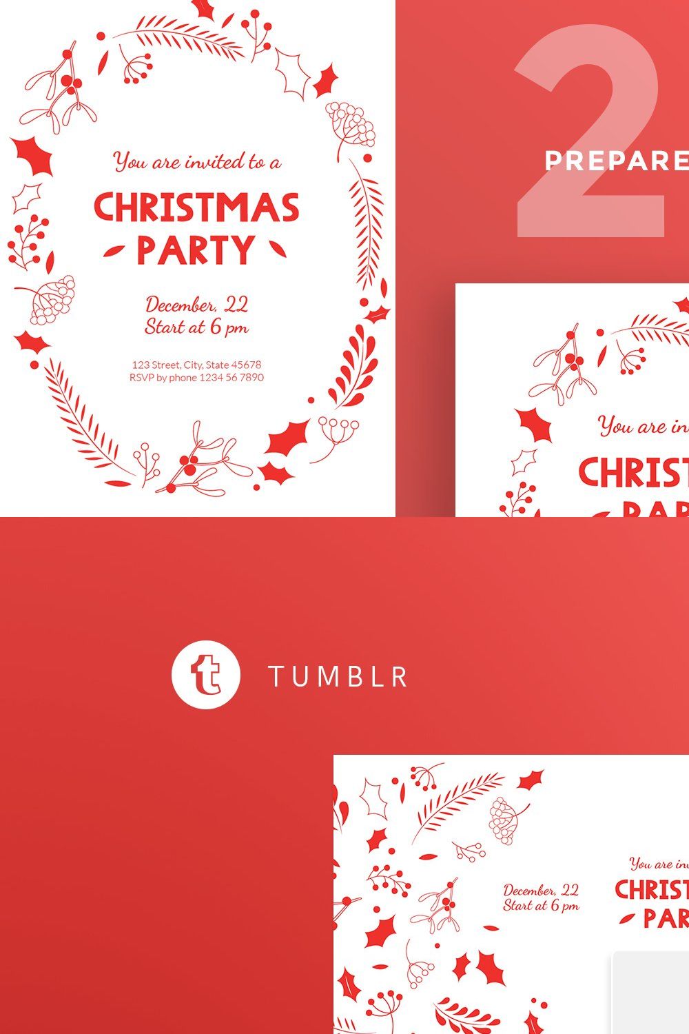 Social Media Pack | Christmas Party pinterest preview image.