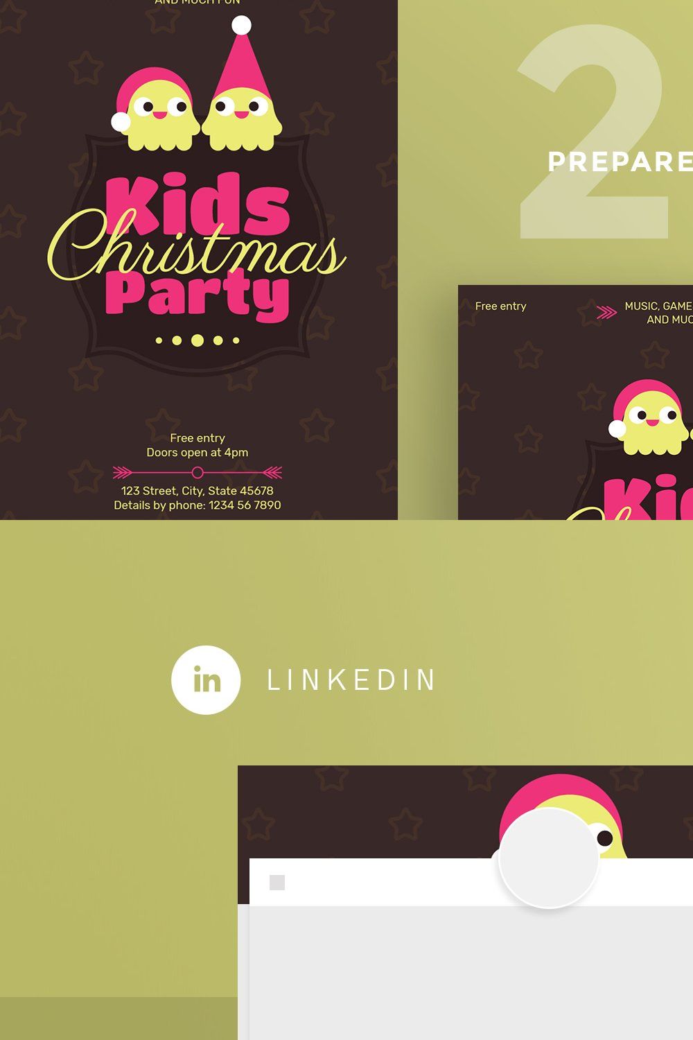 Social Media Pack | Christmas Party pinterest preview image.